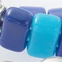Silver Tone Blue Bead Stretch Bracelet Set