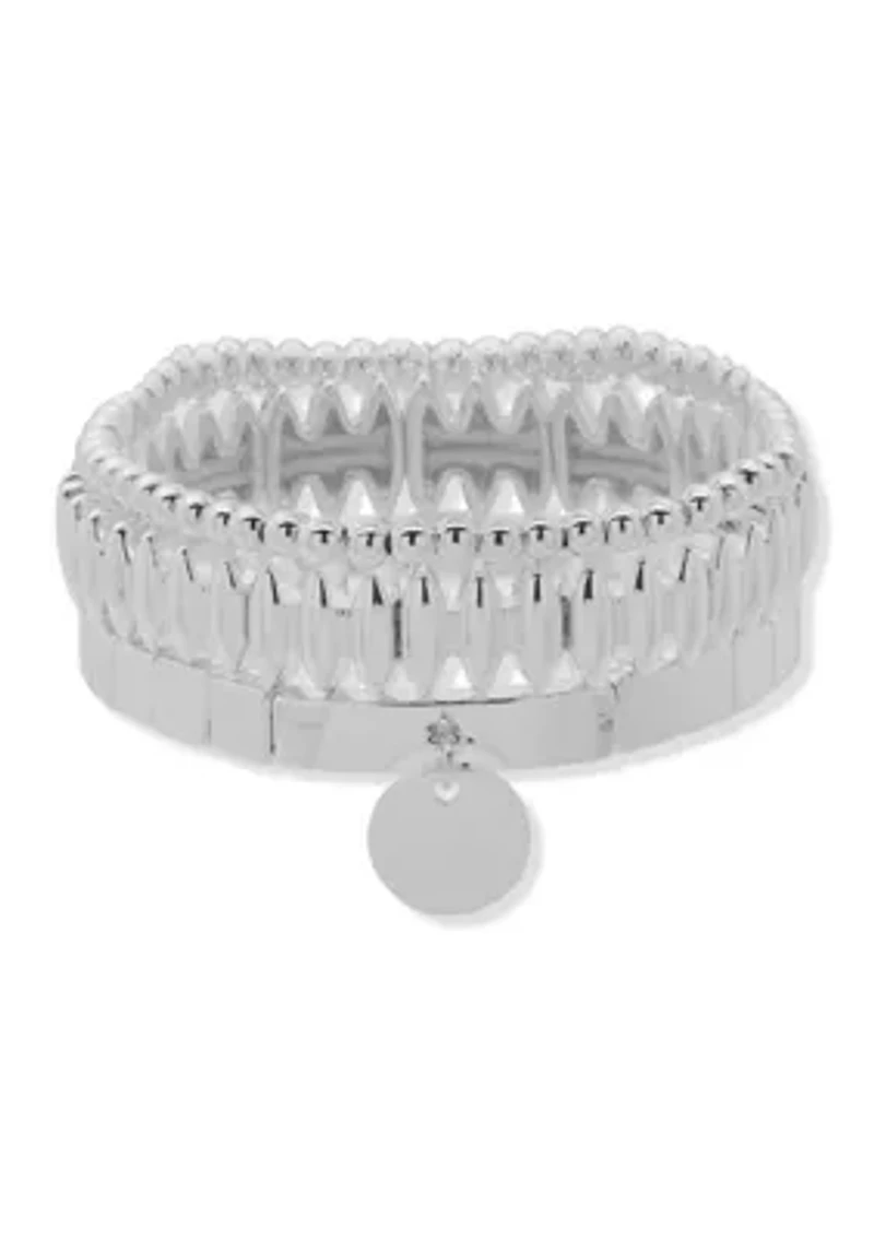 Silver Tone Charm Stretch Bracelet