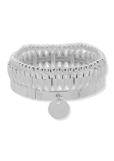 Silver Tone Charm Stretch Bracelet