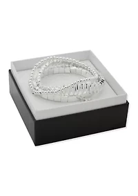Silver Tone Charm Stretch Bracelet
