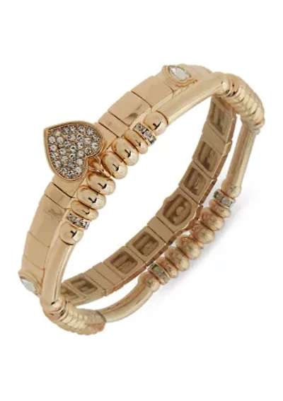 Gold Tone Crystal Stretch Bracelet Set