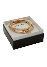 Gold Tone Crystal Stretch Bracelet Set