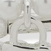 Three Silver Tone Pearl Stretch Bracelets