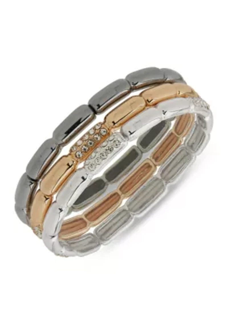 Tri Tone Stretch Bracelet Set