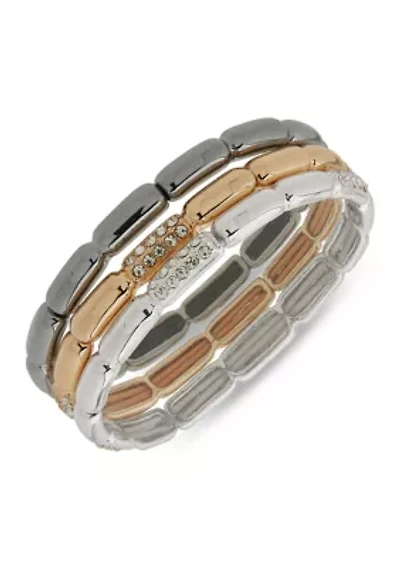 Tri Tone Stretch Bracelet Set