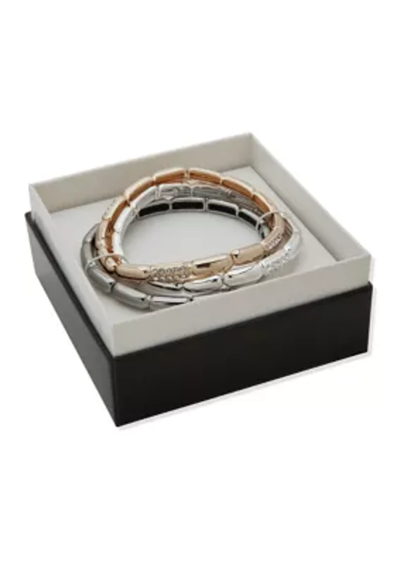 Tri Tone Stretch Bracelet Set