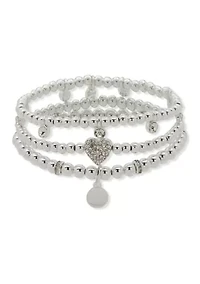 Silver Tone Crystal Pave Heart Bracelet