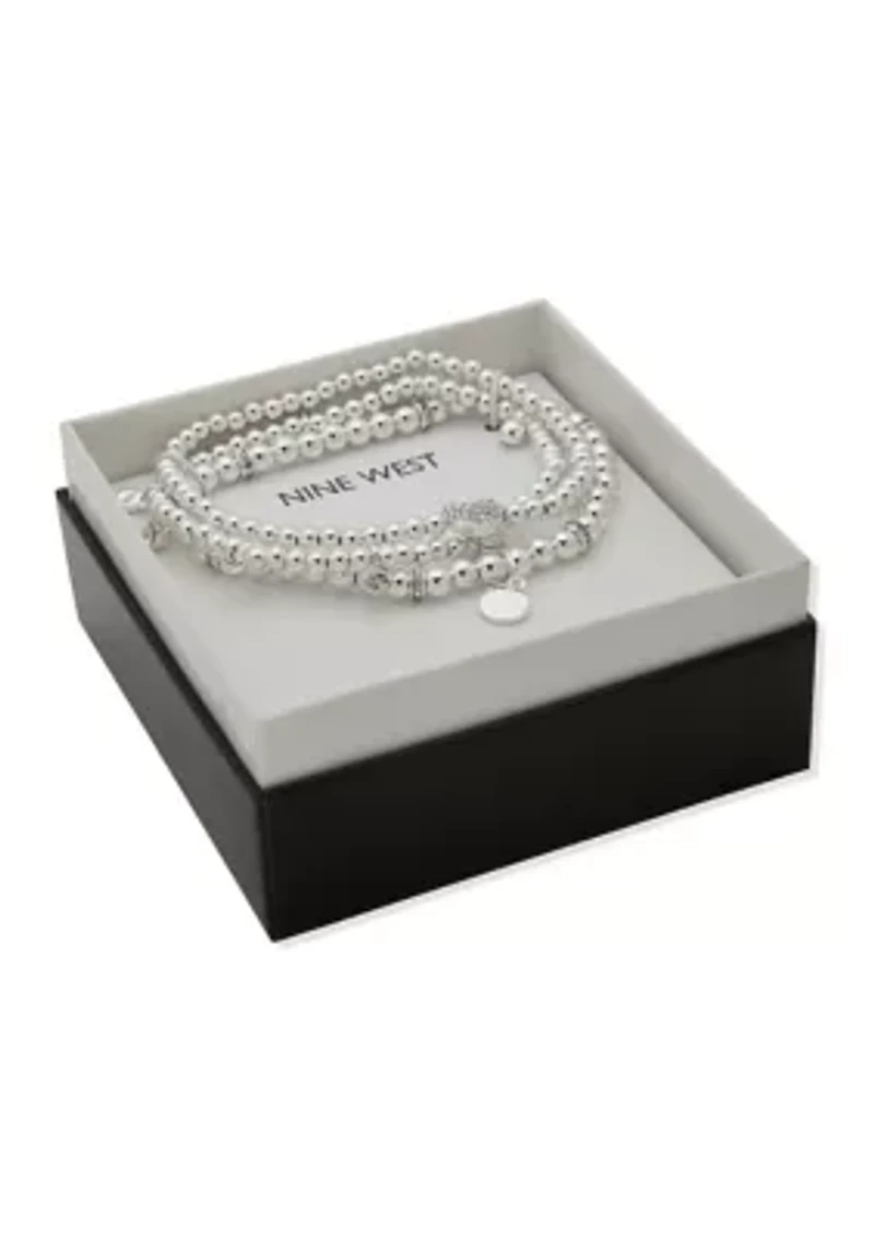 Silver Tone Crystal Pave Heart Bracelet
