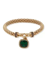 Gold Tone Square Gem Stretch Bracelet