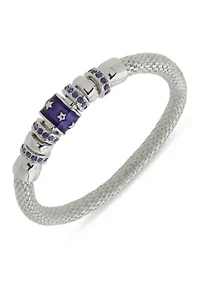 Silver Tone Purple Star Rondelle Stretch Bracelet