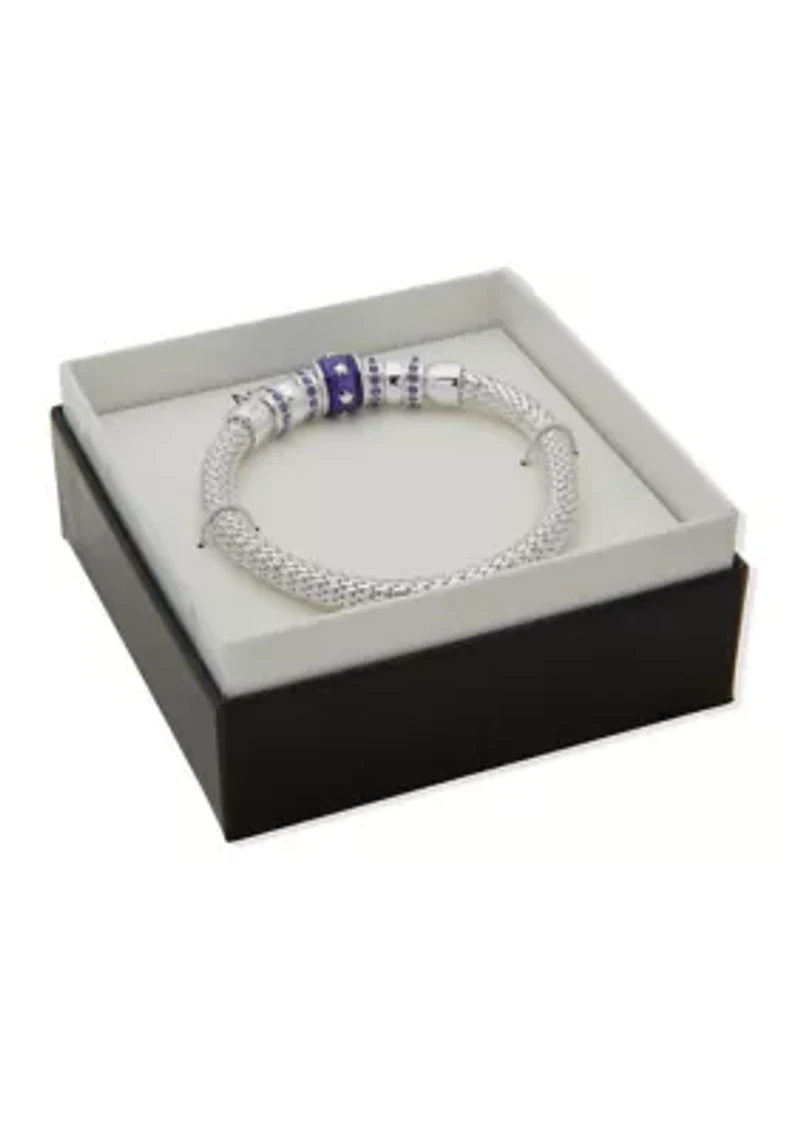 Silver Tone Purple Star Rondelle Stretch Bracelet