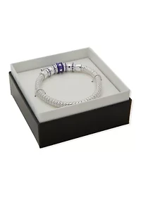 Silver Tone Purple Star Rondelle Stretch Bracelet