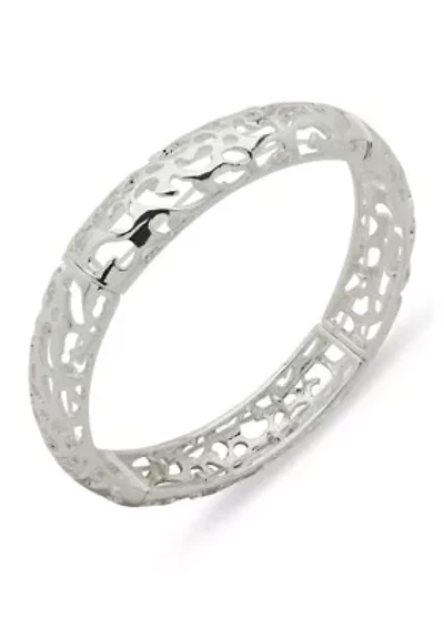 Silver Tone Leopard Stretch Bracelet