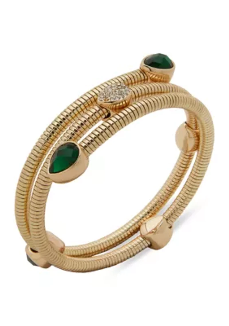 Gold Tone Pave Coil Bracelet