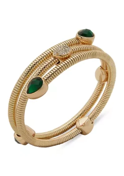 Gold Tone Pave Coil Bracelet