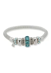 Silver-Tone Blue Gem Stretch Bracelet
