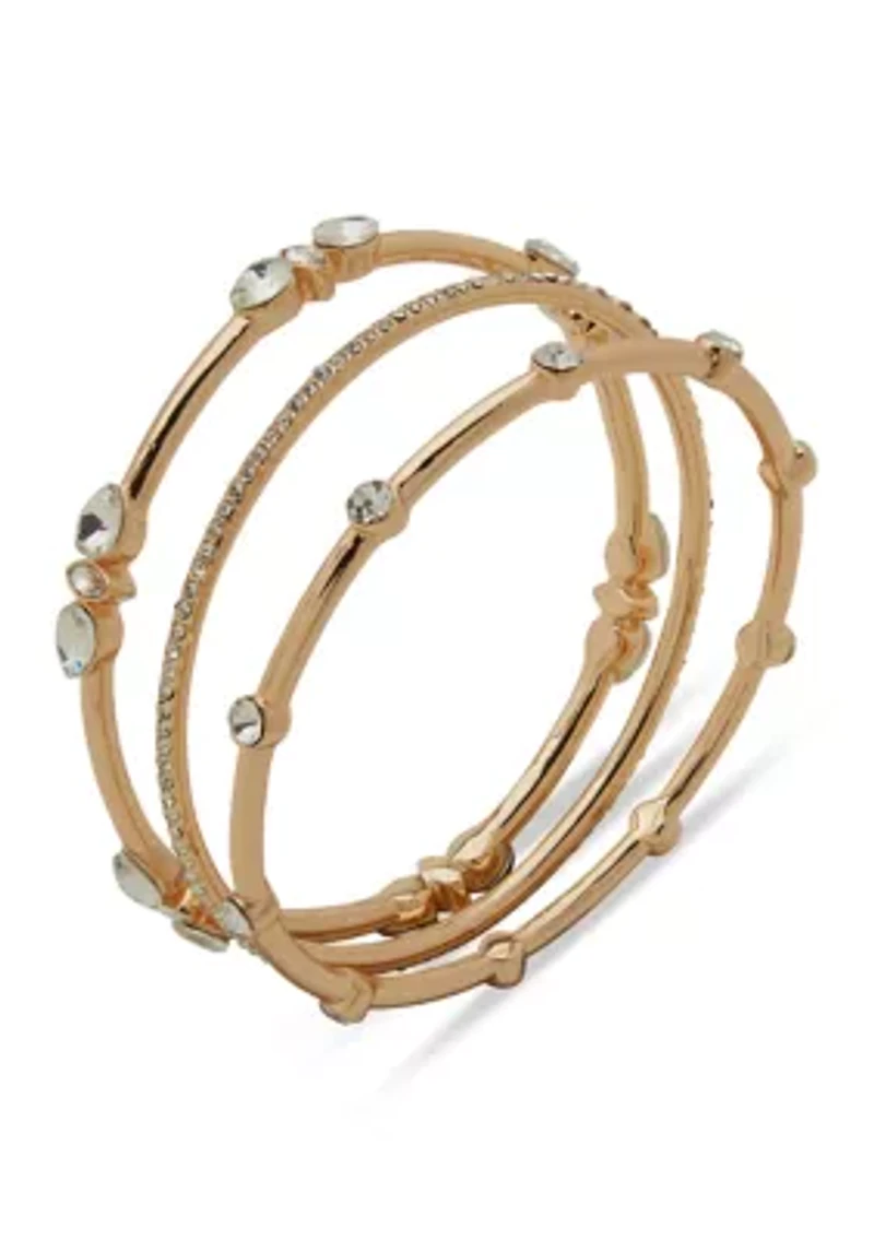 Gold-Tone Crystal Bangle Set