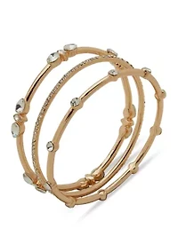 Gold-Tone Crystal Bangle Set