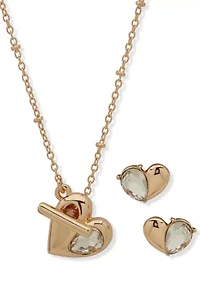 Crystal Heart Necklace and Earring Set