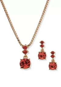 Red Gem Necklace Earring Set