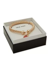 Red Crystal Stone Charm Stretch Bracelet