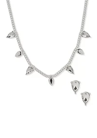 Crystal Silver Tone Necklace and Earring Set