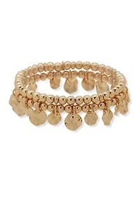 Gold Tone Beaded Stretch Bracelet Set