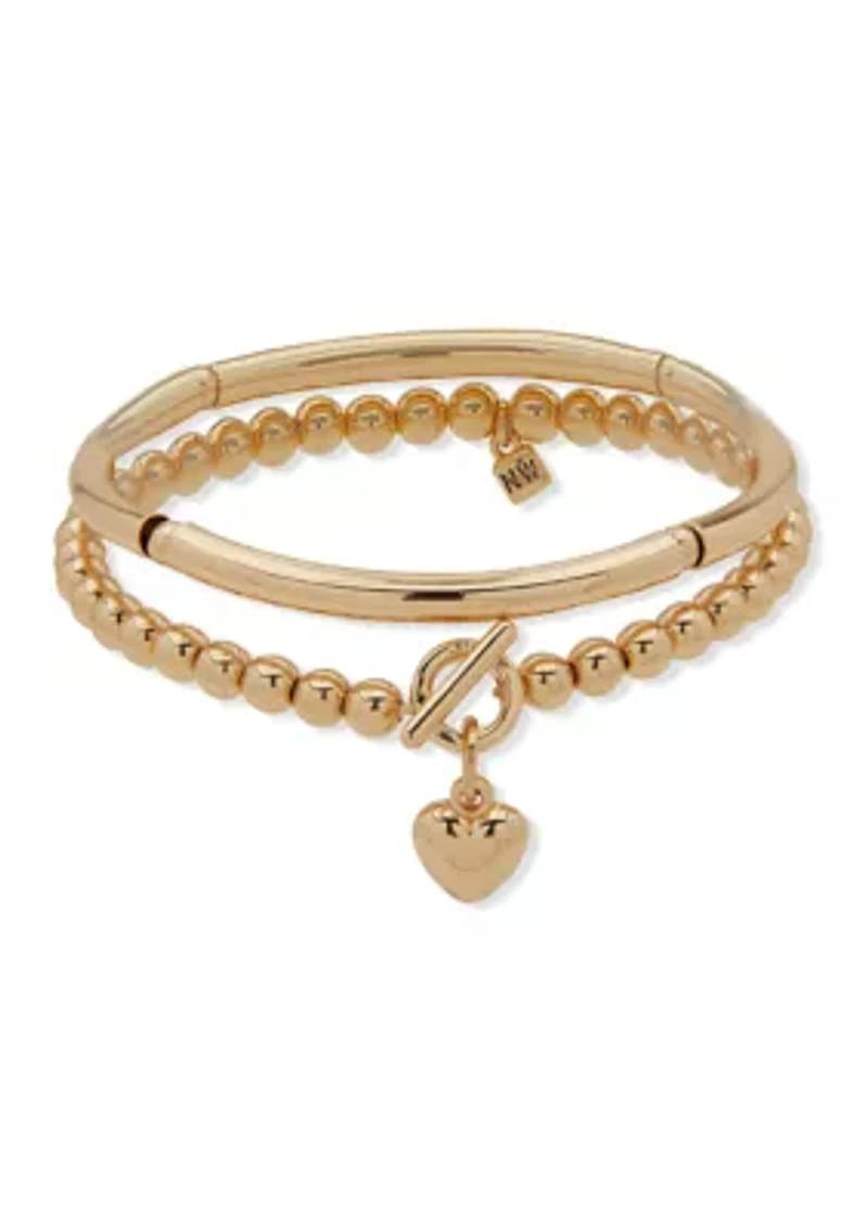 Heart Toggle Stretch Bracelet Set
