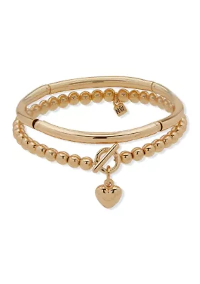 Heart Toggle Stretch Bracelet Set