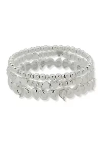 Beaded Heart Stretch Bracelet Set