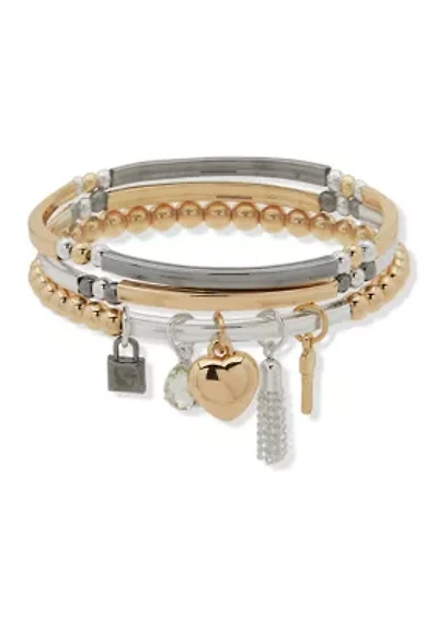 Tri-Tone Charm Bracelet Box Set