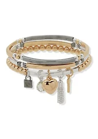 Tri-Tone Charm Bracelet Box Set