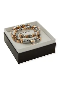 Tri-Tone Charm Stretch Bracelet Set