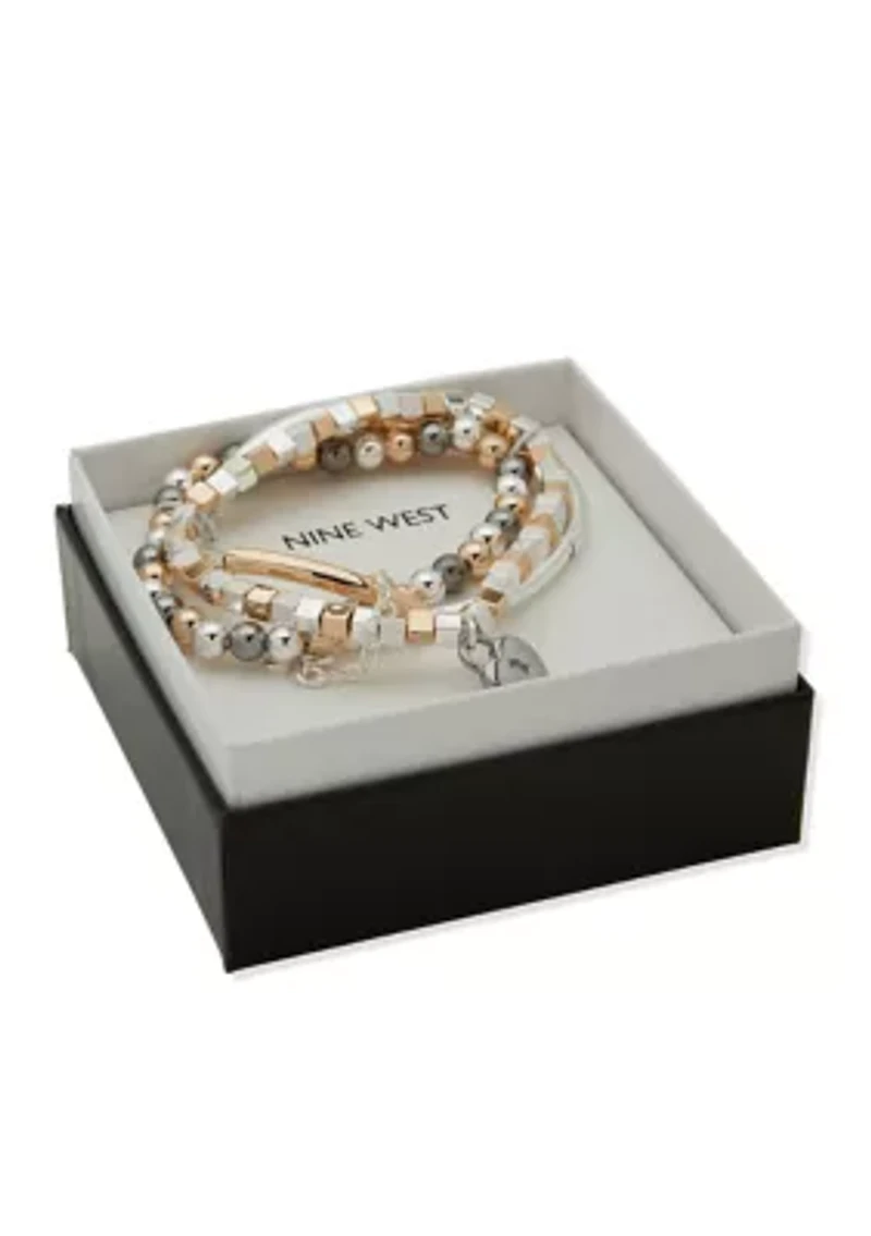 Tri Tone Multi Heart Stretch Bracelets