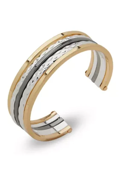 Tri-Tone Cuff Bracelet