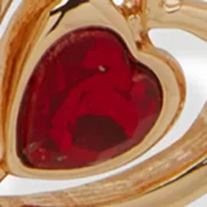 Gold Tone Siam Heart Stretch Bracelet Set