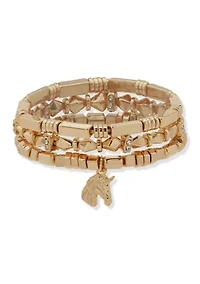  Horse Charm Stretch Bracelet Set