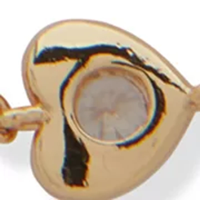 Crystal Heart Station Necklace Stud Earring Set