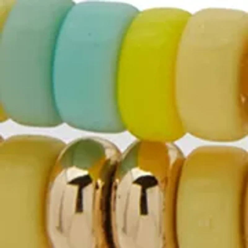 Gold Tone Heart Stretch Bracelet Set