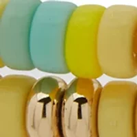 Gold Tone Heart Stretch Bracelet Set