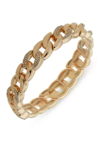 Gold Tone Crystal Link Stretch Bracelet