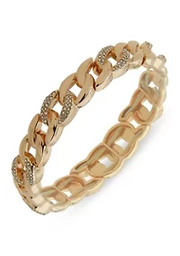 Gold Tone Crystal Link Stretch Bracelet