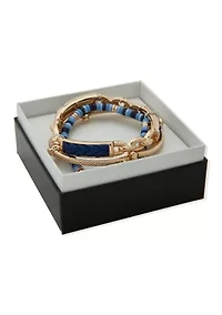 Gold Tone Rope Stretch Bracelet Set