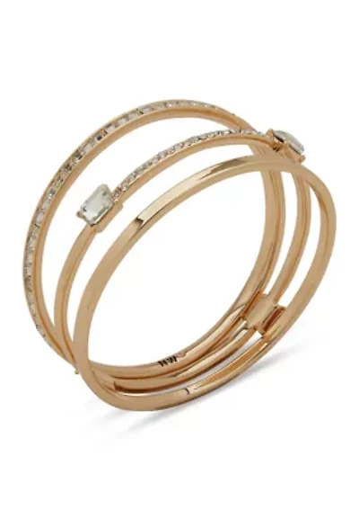 BAGUETTE CRYSTAL BANGLE BRACELET SET 