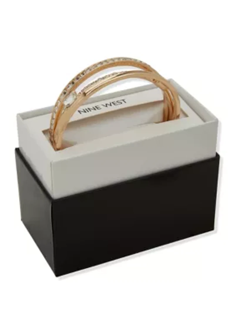 BAGUETTE CRYSTAL BANGLE BRACELET SET 