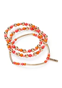 Beaded Gold Tone Stretch Bracelet Set