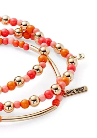 Beaded Gold Tone Stretch Bracelet Set