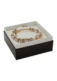 Tri-Tone Crystal Beaded Stretch Bracelet Set