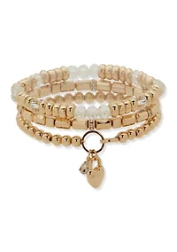 Crystal Heart Stretch Bracelet Set
