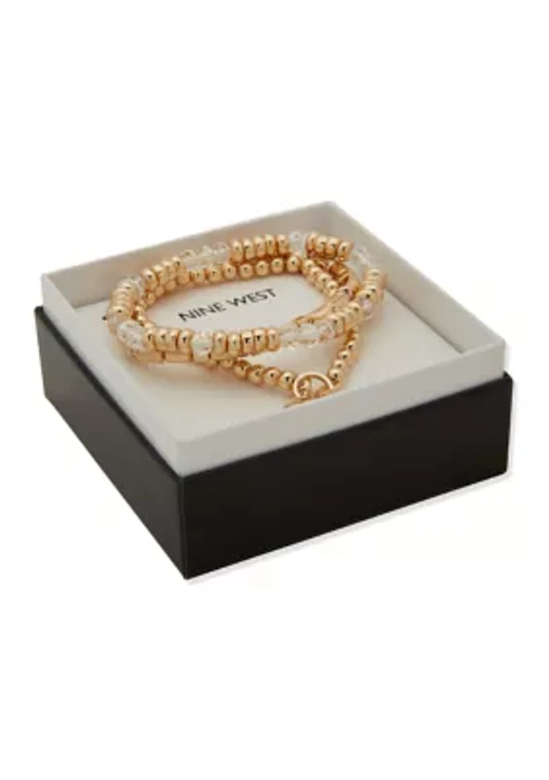 Crystal Heart Stretch Bracelet Set